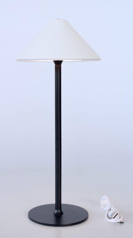 Led Black Lamp With White Chinese Shade